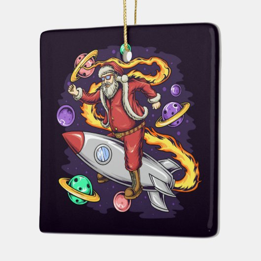 Astronaut Santa in Space Keramisch Ornament (Links)