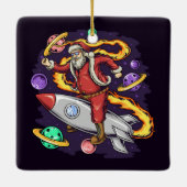 Astronaut Santa in Space Keramisch Ornament (Achterkant)
