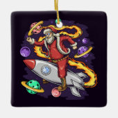 Astronaut Santa in Space Keramisch Ornament (Voorkant)