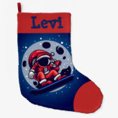 Astronaut Santa in Space Large Kerstmis Stocking Grote Kerstsok (Voorkant)