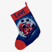 Astronaut Santa in Space Large Kerstmis Stocking Grote Kerstsok (Achterkant (Hangend))