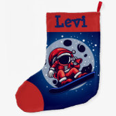 Astronaut Santa in Space Large Kerstmis Stocking Grote Kerstsok (Achterkant)