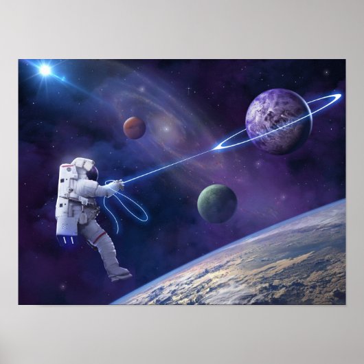 Astronaut saturn poster (Voorkant)