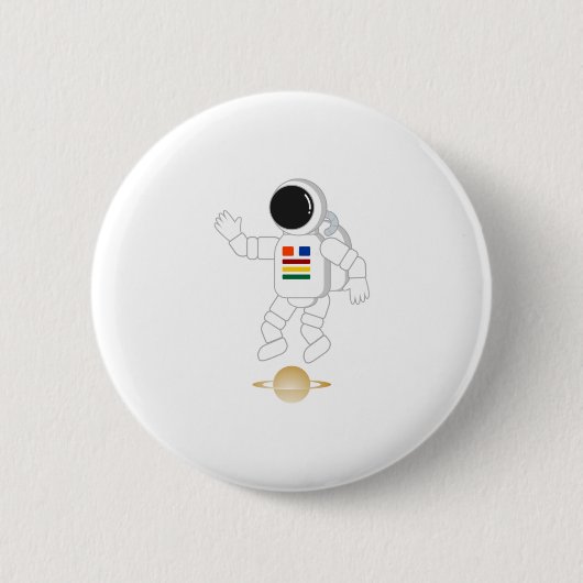 Astronaut Saturnus Ronde Button 5,7 Cm (Voorkant)