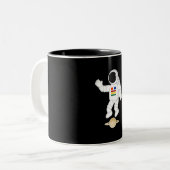 Astronaut Saturnus Tweekleurige Koffiemok (Voorkant links)