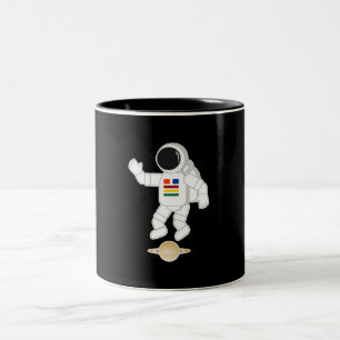 Astronaut Saturnus Tweekleurige Koffiemok