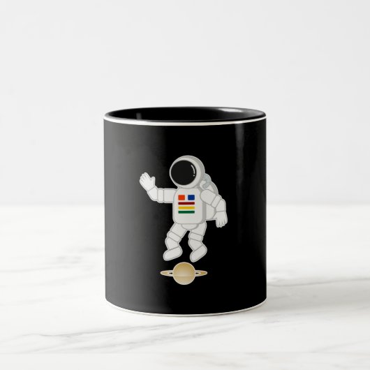 Astronaut Saturnus Tweekleurige Koffiemok (Center)