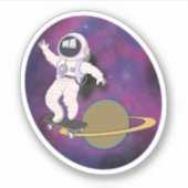 Astronaut schaatsen in de ruimte sticker (Voorkant)