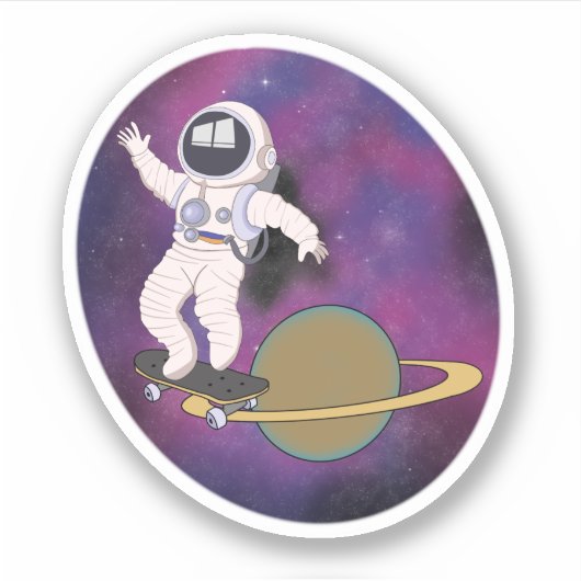 Astronaut schaatsen in de ruimte sticker (Voorkant)