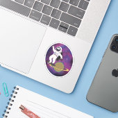 Astronaut schaatsen in de ruimte sticker (Laptop met iPhone)