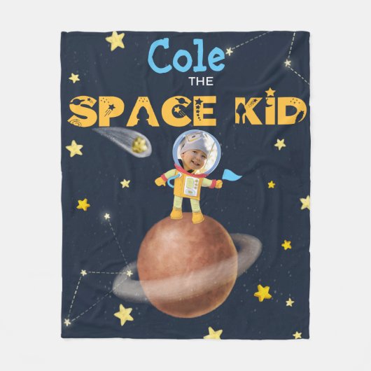 👨 🚀 Astronaut schattig Ruimtethema Aangepaste fo Fleece Deken (Voorkant)