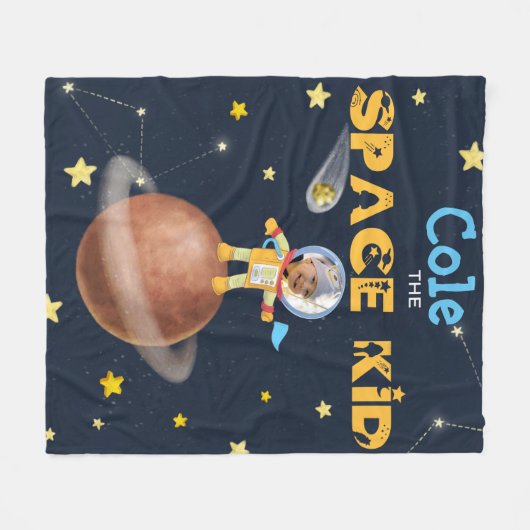 👨 🚀 Astronaut schattig Ruimtethema Aangepaste fo Fleece Deken (Voorkant (Horizontaal))