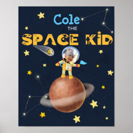 👨 🚀 Astronaut schattig Ruimtethema Aangepaste fo Poster