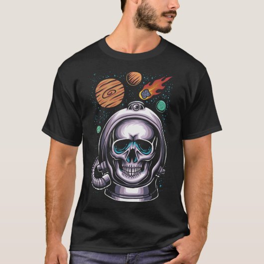Astronaut schedel helm ruimte t-shirt (Voorkant)