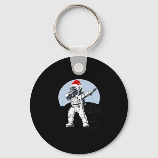 Astronaut schep op de maan ruimte Kerstmis Graphic Sleutelhanger (Voorkant)
