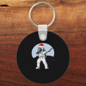 Astronaut schep op de maan ruimte Kerstmis Graphic Sleutelhanger (Voorkant)