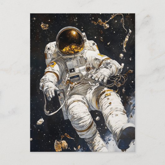 Astronaut Schilderij Briefkaart (Voorkant)