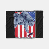 Astronaut Schildert Amerikaanse Vlag Fleece Deken (Voorkant (Horizontaal))
