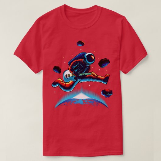 Astronaut schommelt in de ruimte t-shirt (Design voorkant)