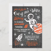 Astronaut schoolbord ruimte verjaardagsfeest nodig kaart (Voorkant)