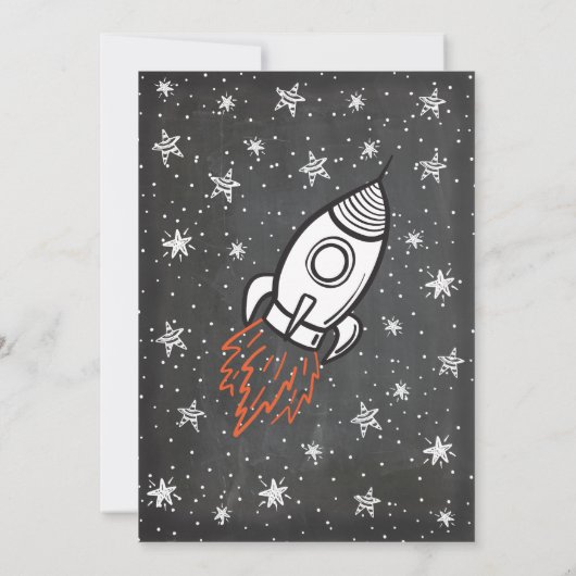 Astronaut schoolbord ruimte verjaardagsfeest nodig kaart (Achterkant)