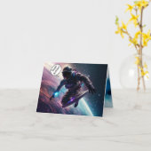 Astronaut Sci-Fi Birthday Gevouwen Wenskaart Kaart (Gele Bloem)