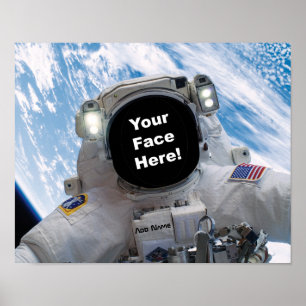 Astronaut Selfie - Voeg uw gezicht en naam toe Poster