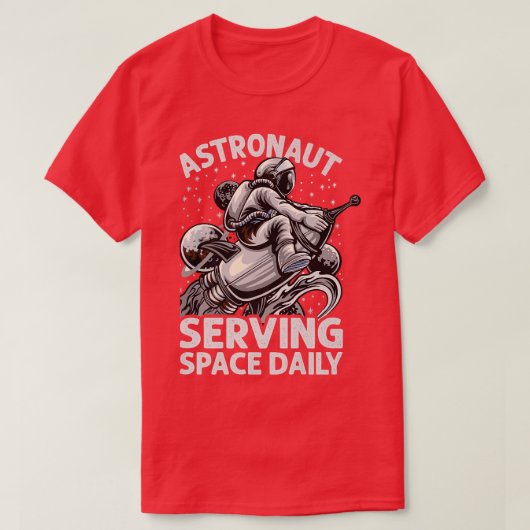 Astronaut Serving Space Daily - Funny - Planets - T-shirt (Design voorkant)