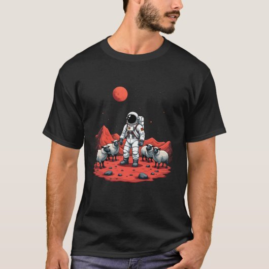 Astronaut Shepherd op Mars – kosmisch Boerderij T-shirt (Voorkant)