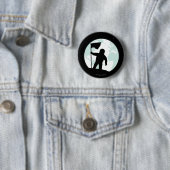 Astronaut Silhouette Ronde Button 5,7 Cm (In situ)
