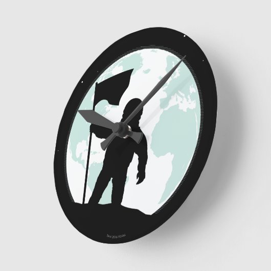 Astronaut Silhouette Ronde Klok (Hoek)