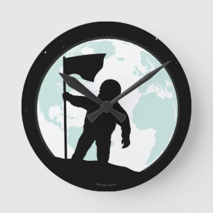 Astronaut Silhouette Ronde Klok