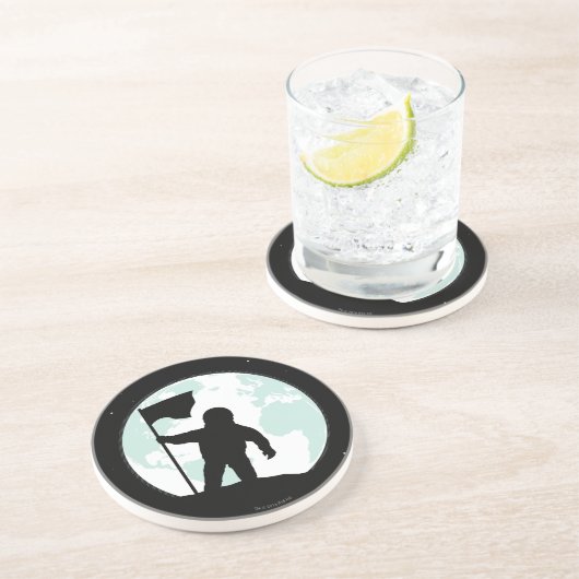 Astronaut Silhouette Zandsteen Onderzetter (Zijkant)