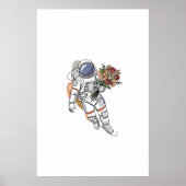 Astronaut Simple One Line Art Continuous Poster (Voorkant)