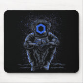 Astronaut Sitting Chainlink LINK Coin To The Moon Muismat (Voorkant)