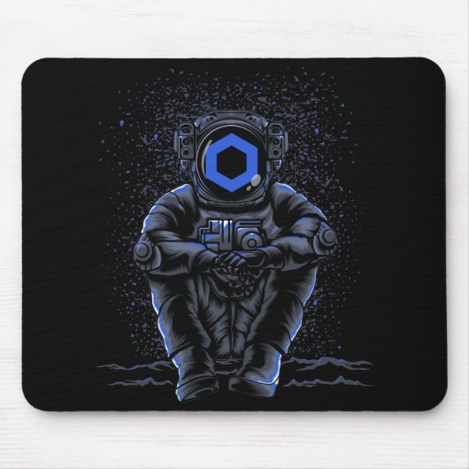 Astronaut Sitting Chainlink LINK Coin To The Moon Muismat (Voorkant)