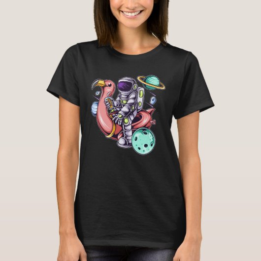 Astronaut Sitting on a Flamingo Summer Boy Girl Wo T-shirt (Voorkant)