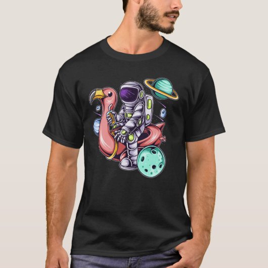 Astronaut Sitting on a Flamingo Summer Boy Girl Wo T-shirt (Voorkant)
