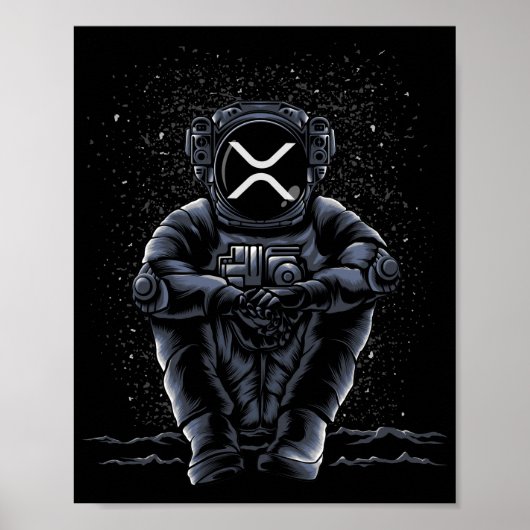 Astronaut Sitting Ripple XRP Crypto To Poster (Voorkant)