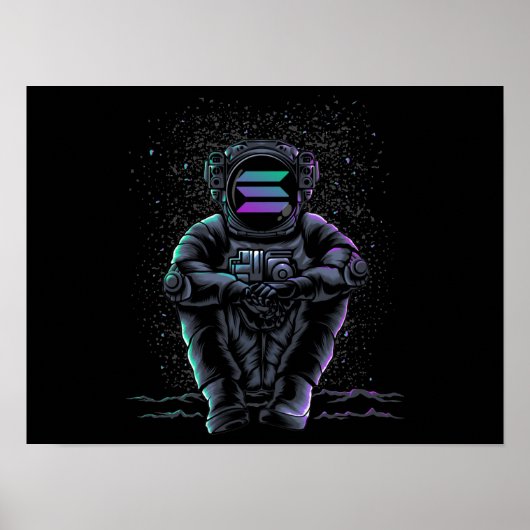 Astronaut Sitting Solana SOL To Moon Crypto Poster (Voorkant)