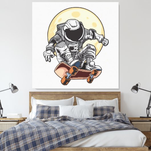 Astronaut Skate Canvas Afdruk (Insitu (Slaapkamer))