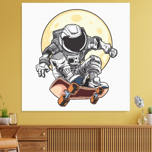Astronaut Skate Canvas Afdruk (Insitu (Woonkamer))