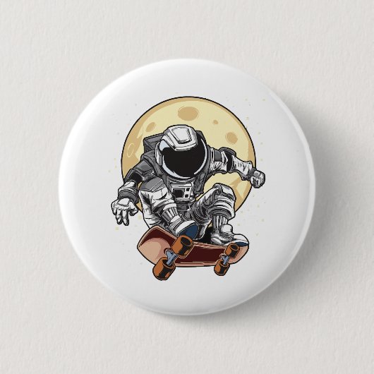 Astronaut Skate Ronde Button 5,7 Cm (Voorkant)