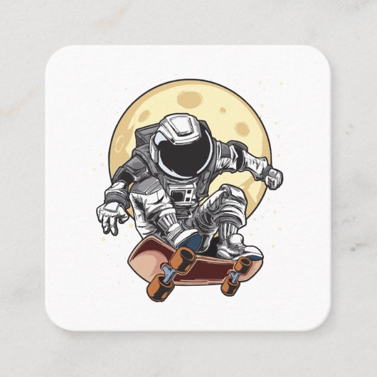 Astronaut Skate Vierkante Visitekaartje (Voorkant)