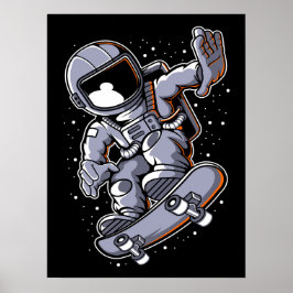 Astronaut Skateboard Jump Poster