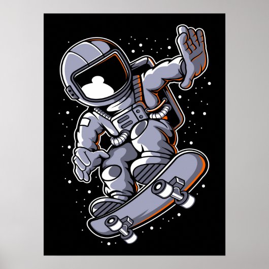 Astronaut Skateboard Jump Poster (Voorkant)