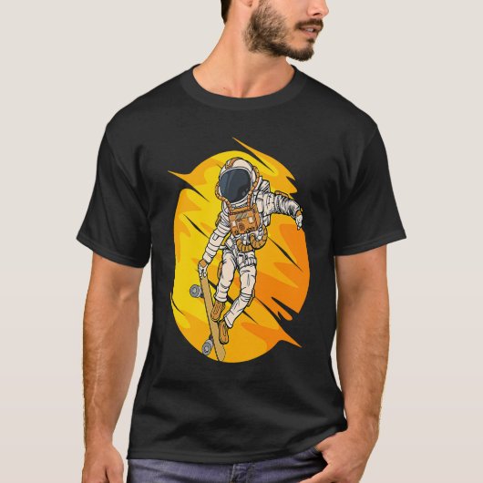 Astronaut Skateboard Skating Space Cosmos Astronau T-shirt (Voorkant)