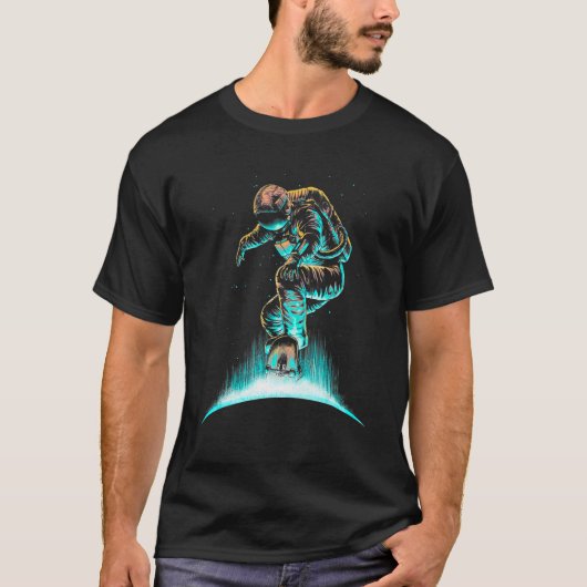 Astronaut Skateboarden in Space Cosmos Science Un T-shirt (Voorkant)