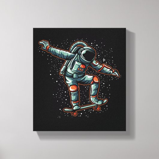 Astronaut skateboarden in stretched canvas Print (Voorkant)