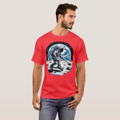 Astronaut Skateboarden op Maan cadeau ontwerp T-shirt (Voorkant volledig)